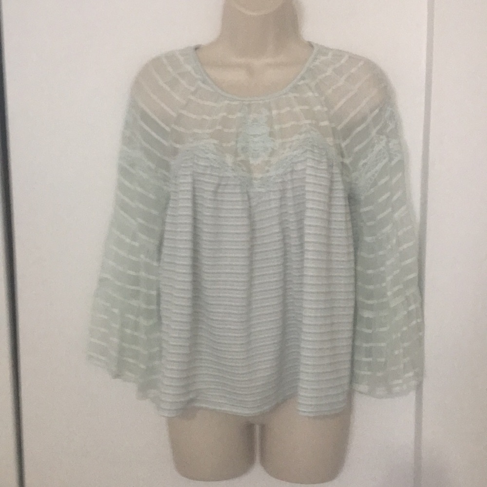 Lucky Brand sheer bell sleeve top
